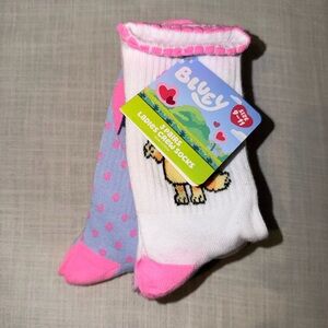 Bluey Kids Crew Socks - Pink, White, and Purple